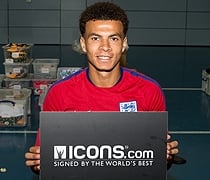 DELE ALLI FRONT SIGNED ENGLAND HOME SHIRT ICONS AUTHENTICATION AUTOGRAPH