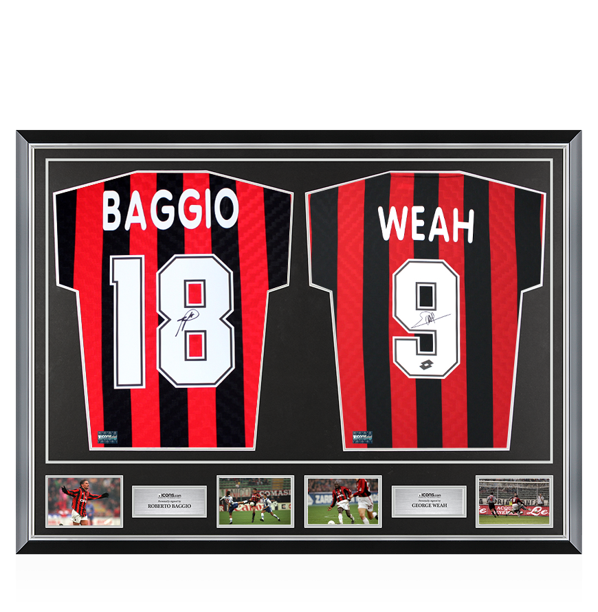 Roberto Baggio Back Signed AC Milan 1995-96 Home Shirt
