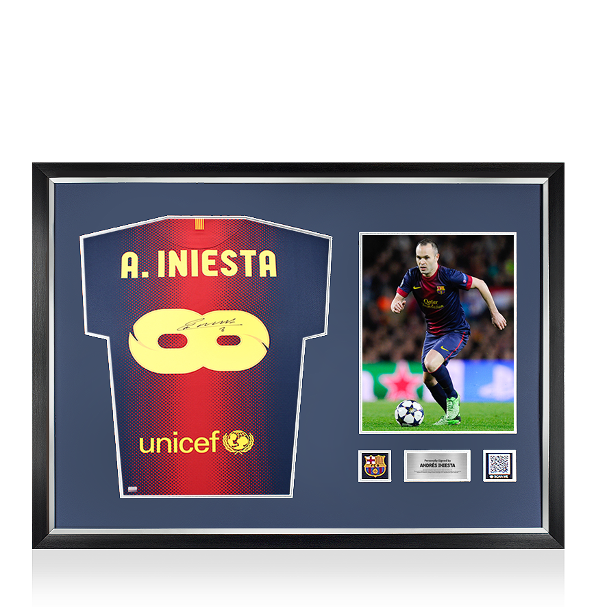 A. INIESTA サイン入り記念品 背番号8 Andres Iniesta Official FC Barcelona Back Signed and Framed