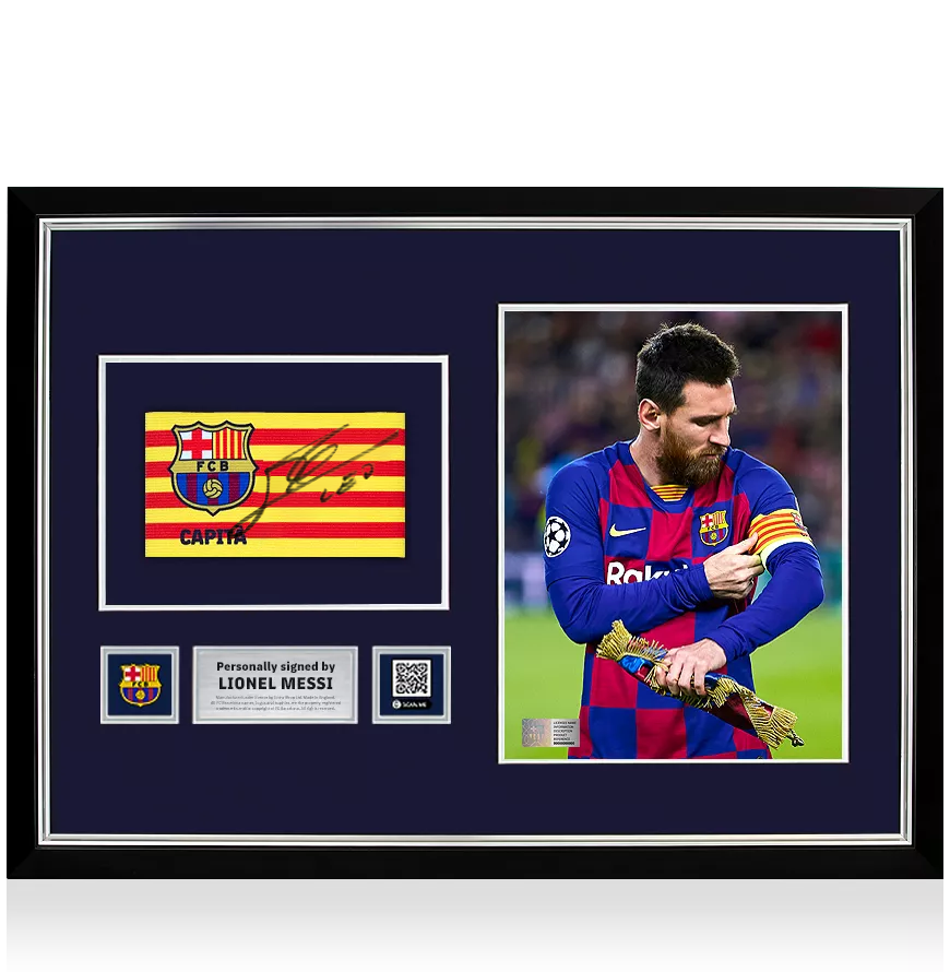 FC Barcelona キャプテンマーク Messi Lionel Messi | Signed and Framed FC Barcelona Capitain's
