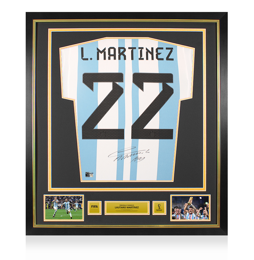 Foto Autografata Lautaro Martinez Con Firma Prestampata #22 - Stampa 25,4x20,3 Cm Su Supporto Montato