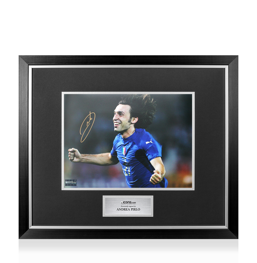 Andrea Pirlo Signed Italy Photo In Black Wooden Frame: FIFA