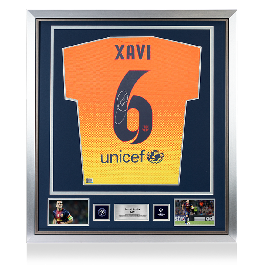 Xavi Official UEFA Champions League Back Signed and Framed