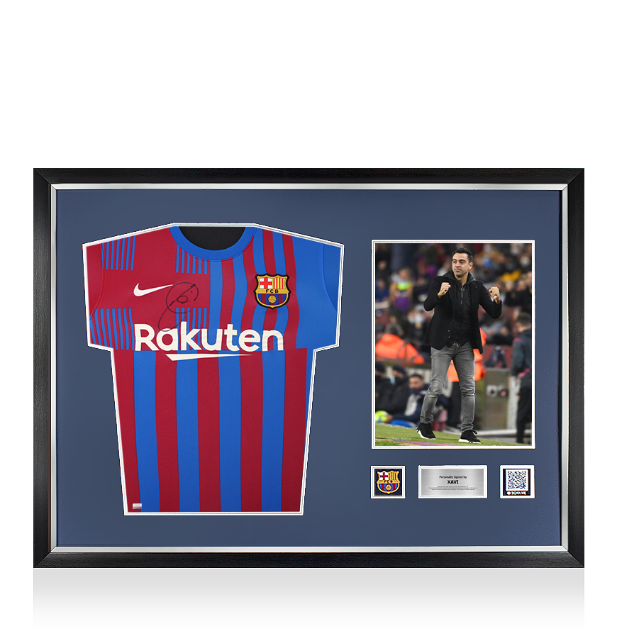 Xavi Official FC Barcelona Back Signed and Framed 2011-12