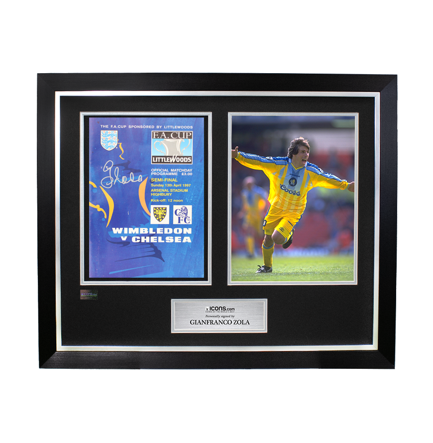 Gianfranco Zola Signed Blue and Yellow Mizuno Boot In Bubble