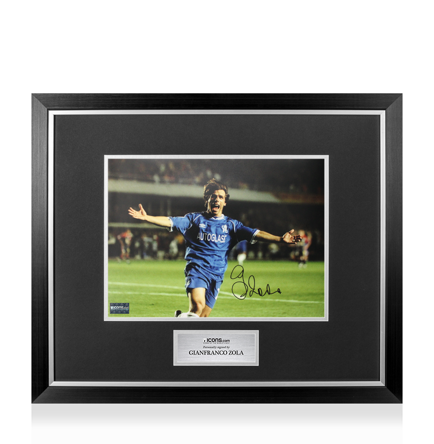 Gianfranco Zola Signed Blue and Yellow Mizuno Boot In Bubble