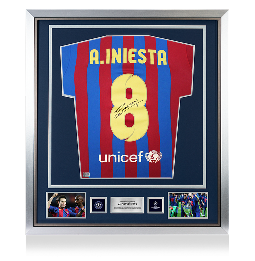 A. INIESTA サイン入り記念品 背番号8 Andres Iniesta Front Signed Spain 2010 Away Shirt: World Cup