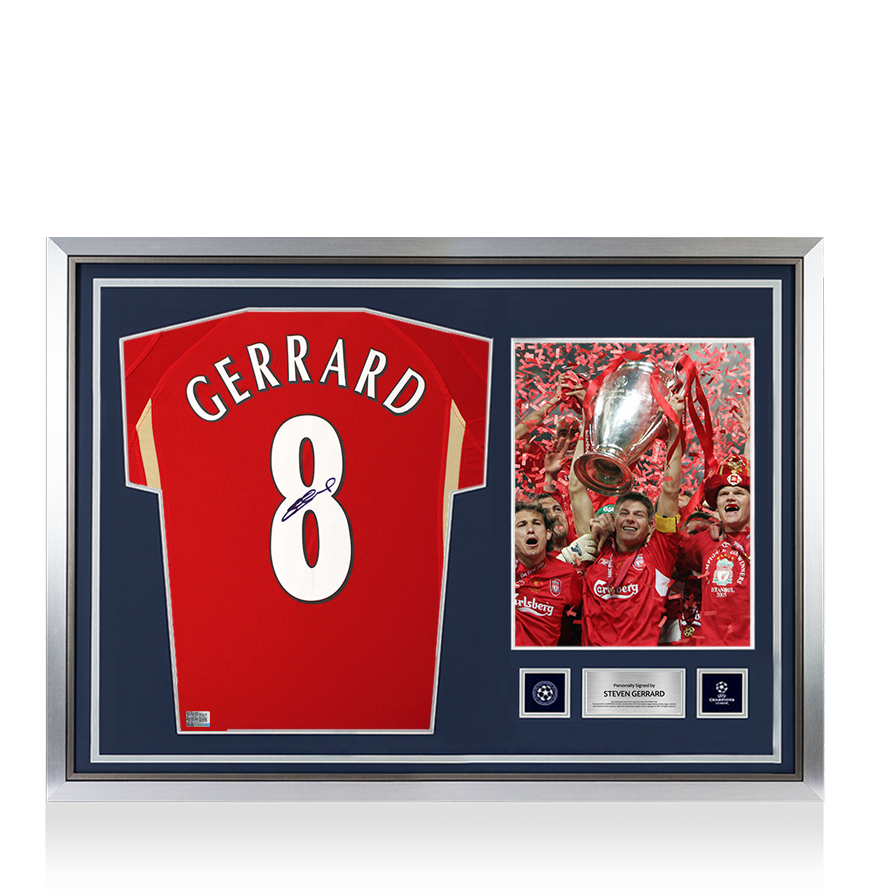 Maillot Liverpool Signé Steven Gerrard 2005 - Cadré - Certification Private Signings