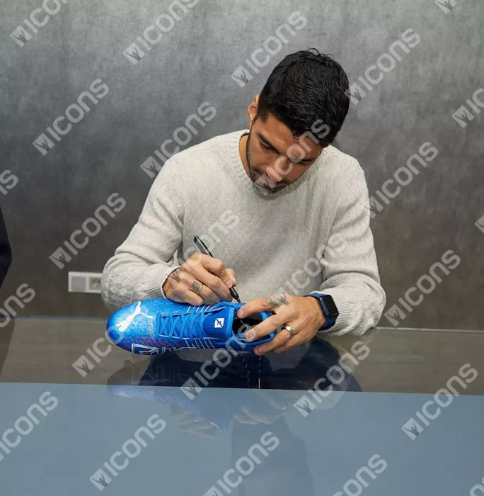 PUMA サッカーウェア L. SUÁREZ 9 Puma Uruguay Men's Away Jersey 22/23 L. SUAREZ #9 White-Blue