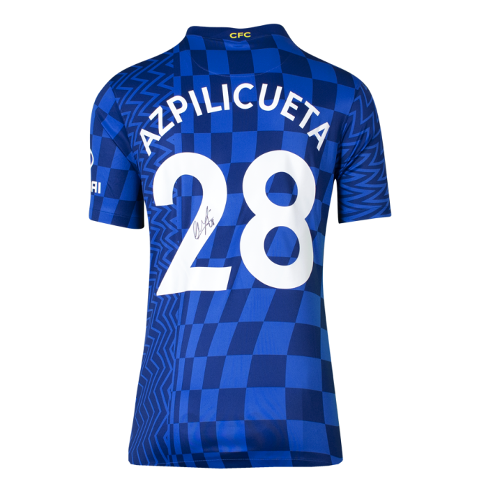 Cesar Azpilicueta Back Signed Chelsea 2021-22 Home Shirt