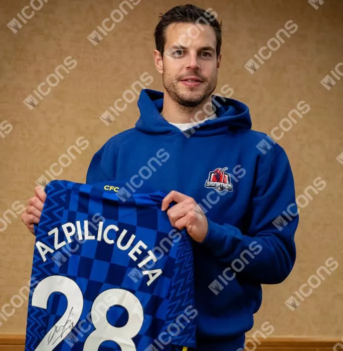 Cesar Azpilicueta Back Signed Chelsea 2021-22 Home Shirt In