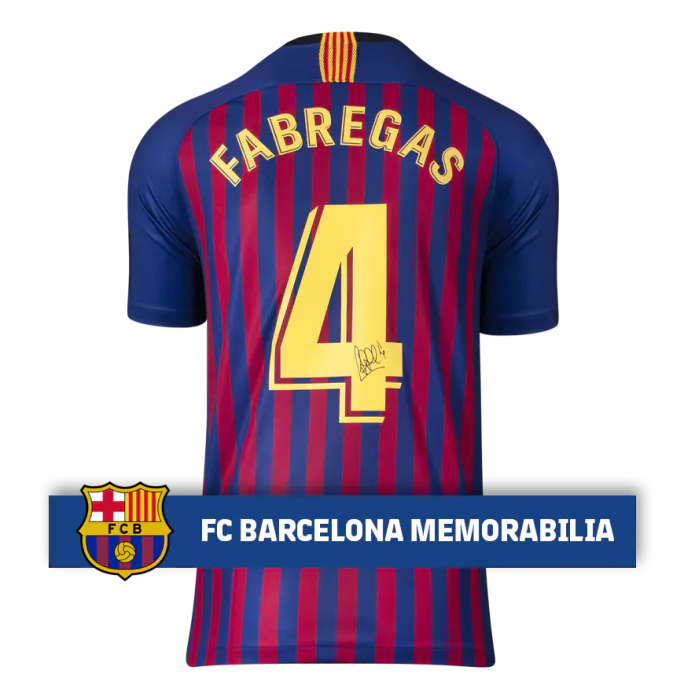 Cesc Fabregas Official FC Barcelona Back Signed and Framed 2018-19