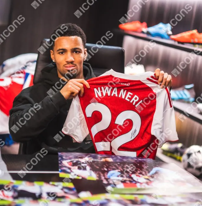 Ethan Nwaneri Official UEFA Champions League Back Signed and