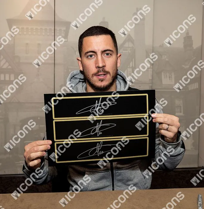 Eden Hazard Signed Plaque and Real Madrid Photo Frame: Bernabeu