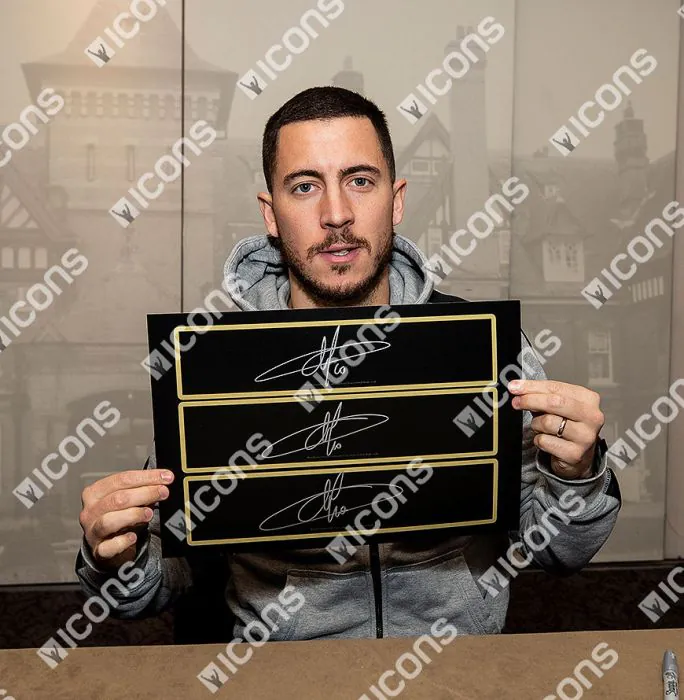 Eden Hazard Signed Plaque and Photo Frame: Chelsea Knee Slide