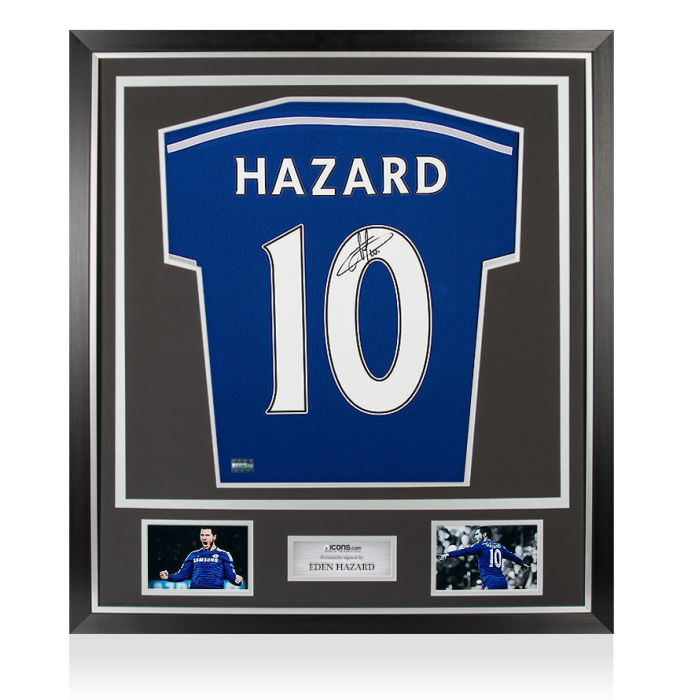 Eden Hazard Back Signed Chelsea 2014-15 Home Shirt With Fan Style