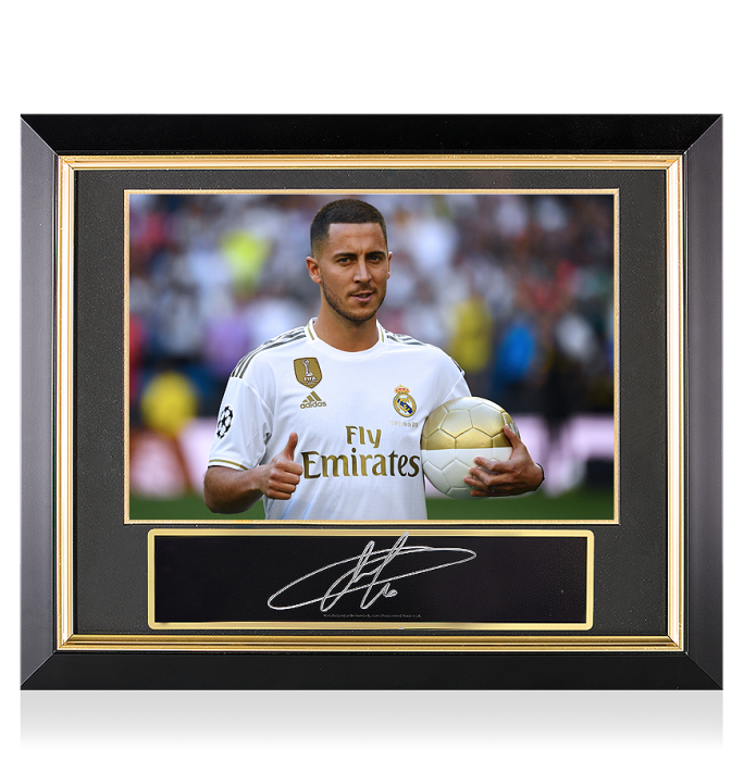 Eden Hazard Signed Plaque and Real Madrid Photo Frame: Bernabeu