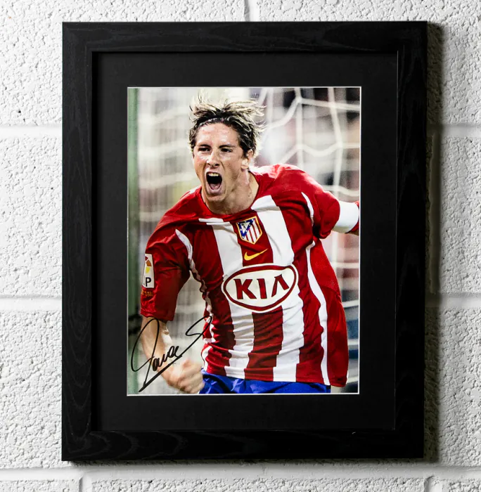 Fernando Torres Signed Atletico Madrid Photo In Black Wooden Frame