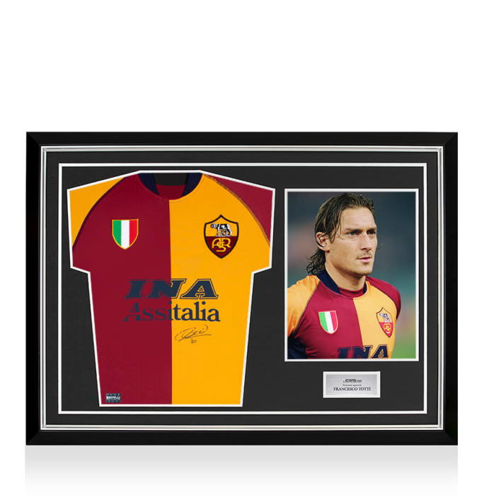 Francesco Totti Front Signed AS Roma 2001-02 Home Shirt In Hero