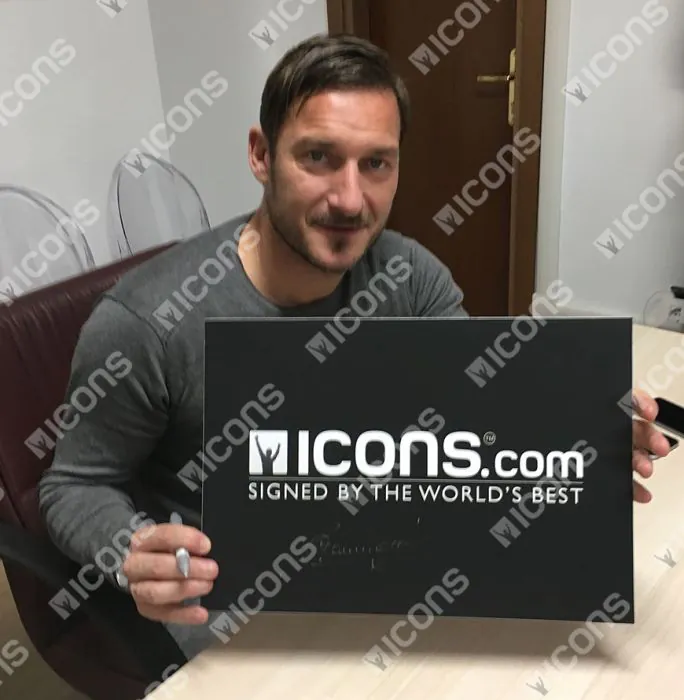 Francesco Totti Signed Gold Nike Tiempo Boot In Acrylic Case