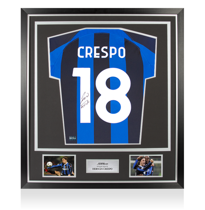 Hernan Crespo Back Signed Modern Internazionale Home Shirt With