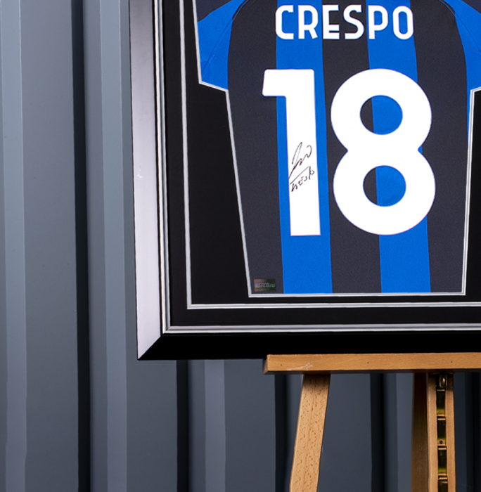 Hernan Crespo サイン入り インテルミラン シャツ M Hernan Crespo Back Signed Modern Internazionale Home Shirt With