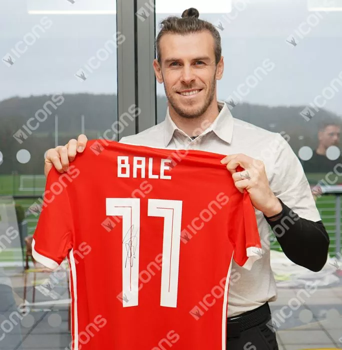 Gareth Bale Back Signed Wales 2018 19 Home Shirt with Fan Style Numbers