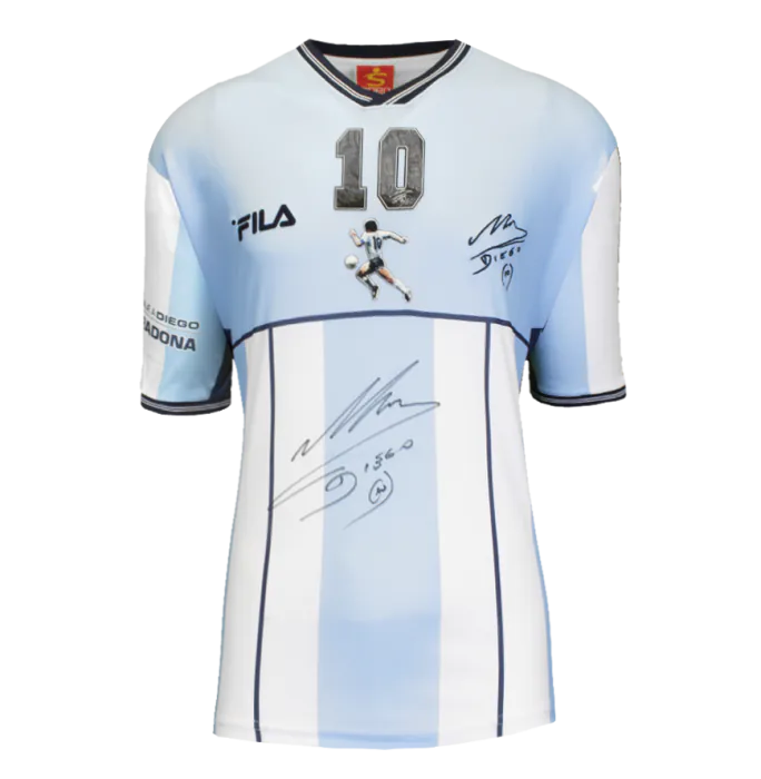 Diego Maradona Front Signed Testimonial Shirt In Hero Frame