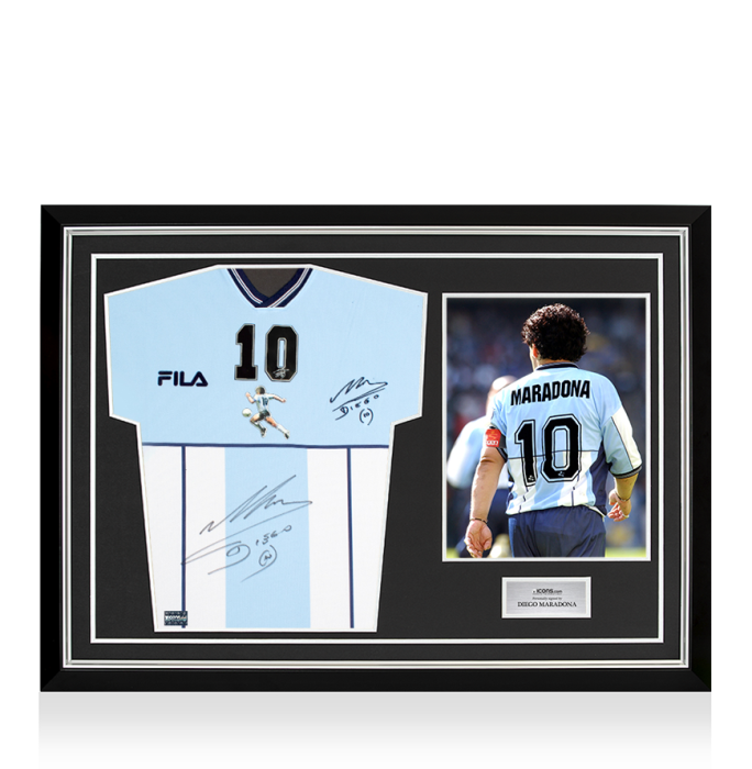 Diego Maradona Front Signed Testimonial Shirt In Hero Frame