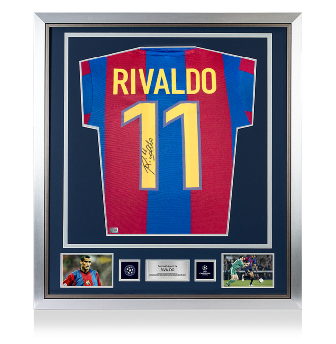 Rivaldo Official UEFA Champions League Back Signed and Framed