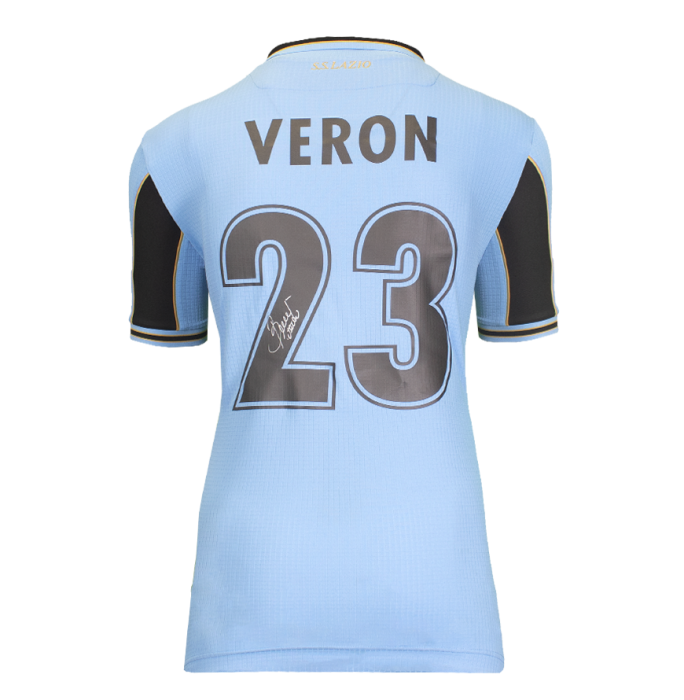 Juan Sebastian Veron Signed Modern SS Lazio Home Shirt with Fan