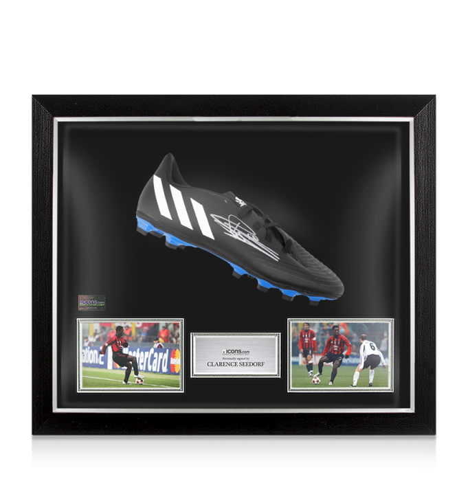 Clarence Seedorf Signed Black and Blue Adidas Predator Boot In