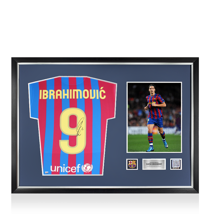 Zlatan Ibrahimovic Official FC Barcelona Back Signed and Framed