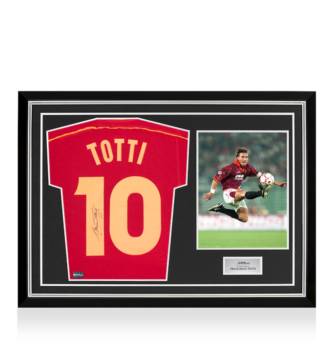 PRE-FRAMED Francesco Totti Back Signed AS Roma 1998-99 Home Shirt