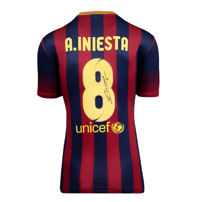 Andres Iniesta Back Signed FC Barcelona 2013-14 Home Shirt
