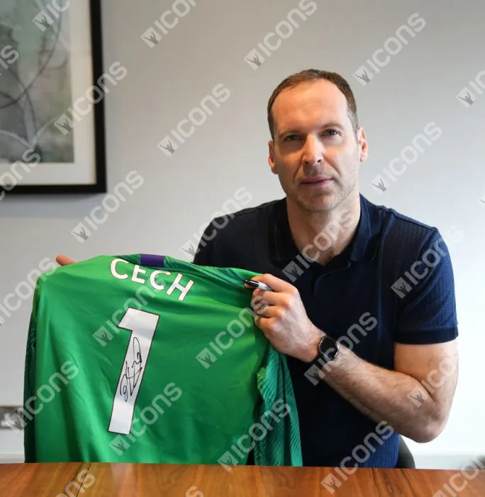 Petr Cech Back Signed Puma Cup Goalkeeper Shirt with Fan Style Number