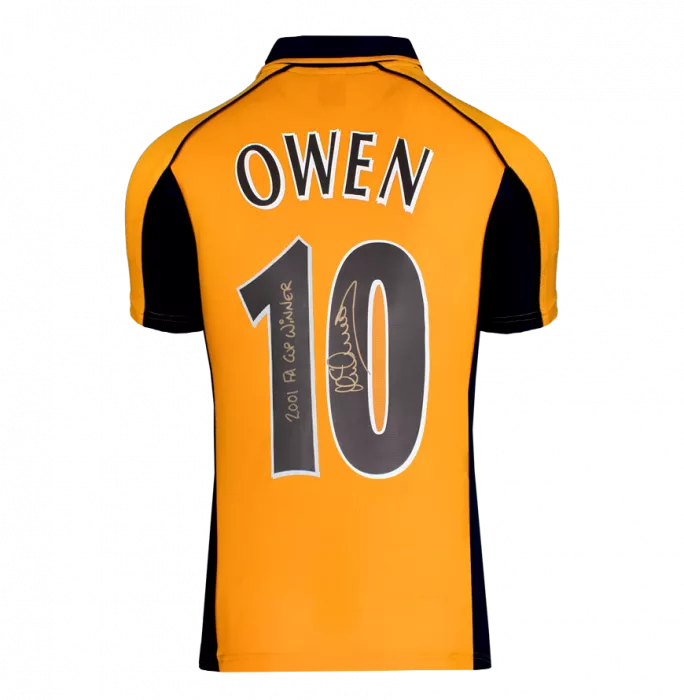 Michael Owen Back Signed Liverpool FC 2000 Away Shirt 2001 FA Cup Winner Inscription In Classic
