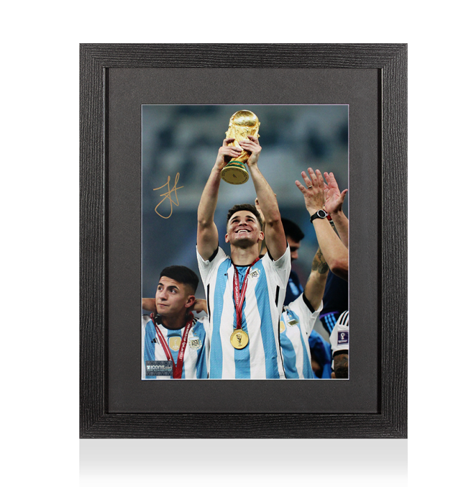 Julian Alvarez Signed Argentina Photo In Black Wooden Frame: 2022