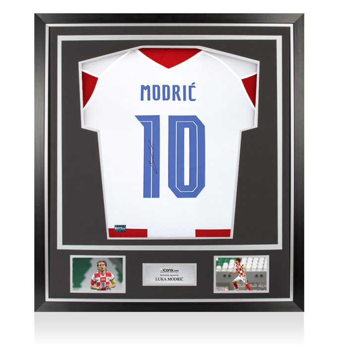 Luka Modric Back Signed Croatia 2020-21 Home Shirt with Fan Style