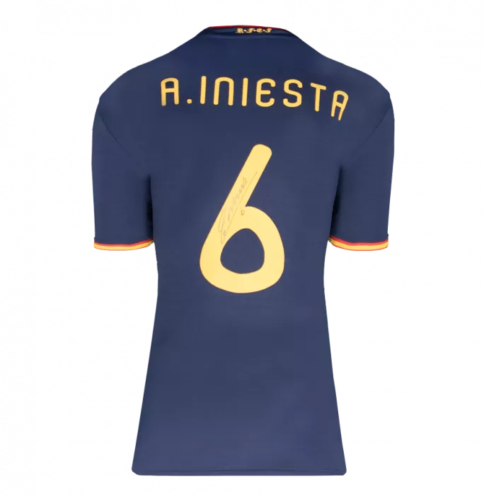 Andres Iniesta Official 2010 FIFA World Cup™ Back Signed and Framed Spain  2010 Away Shirt