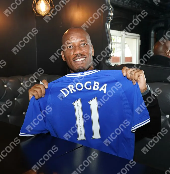 Didier Drogba Back Signed Chelsea 2000-01 Home Shirt with Fan Style ...