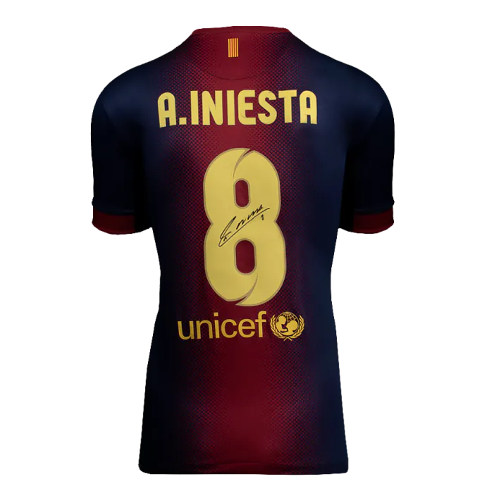 Andres Iniesta Official FC Barcelona Back Signed and Framed 2012