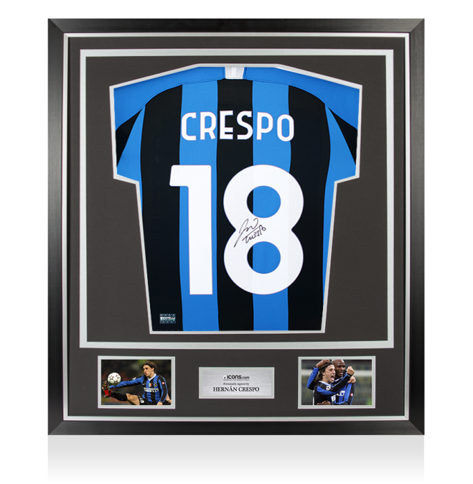 Hernan Crespo Back Signed Internazionale 2019-20 Home Shirt with