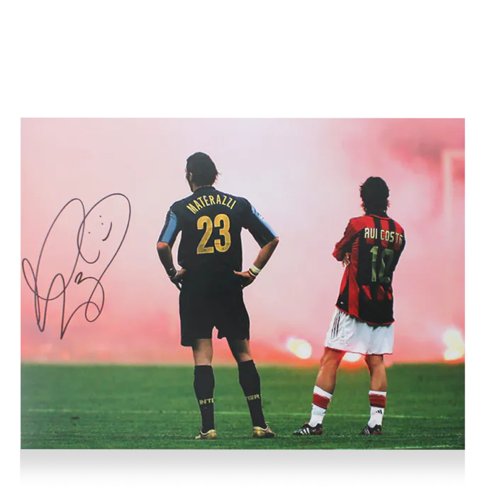 Marco Materazzi Signed Internazionale Photo In Black Wooden Frame
