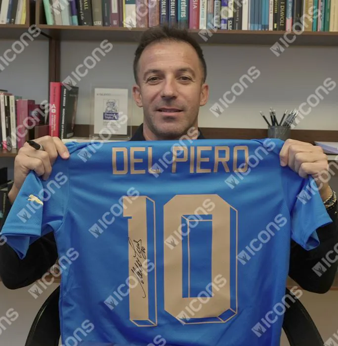 Alessandro Del Piero Back Signed Italy 2022-23 Home Shirt with Fan