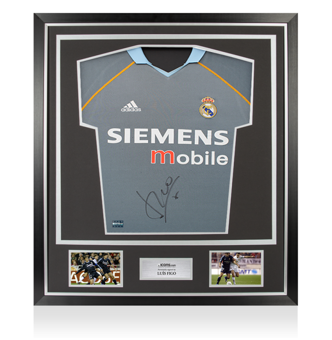 Luis Figo Front Signed Real Madrid 2003-04 Third Shirt In Classic