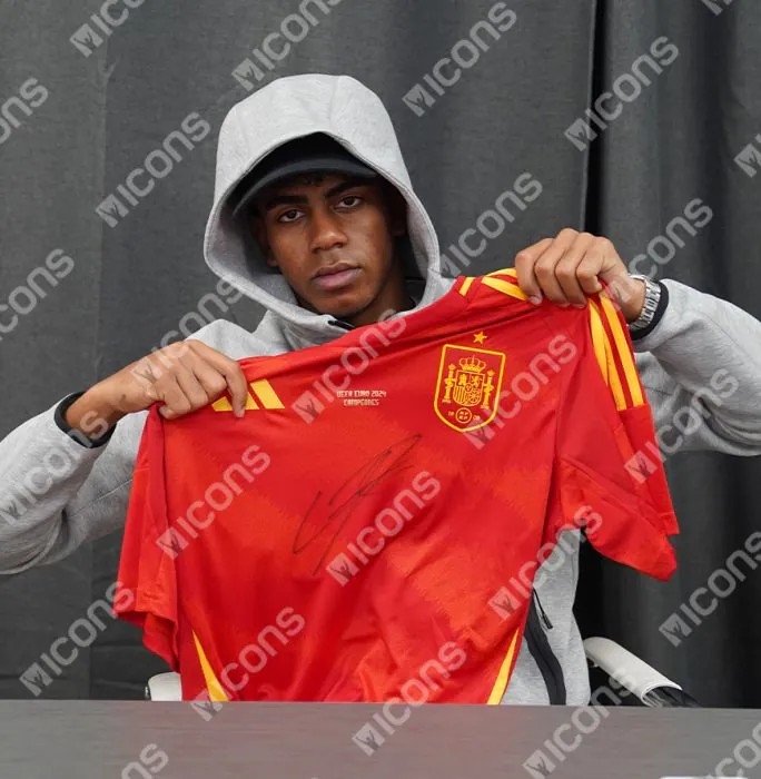 Lamine Yamal Front Signed Spain 2024 Home Shirt In Classic Frame