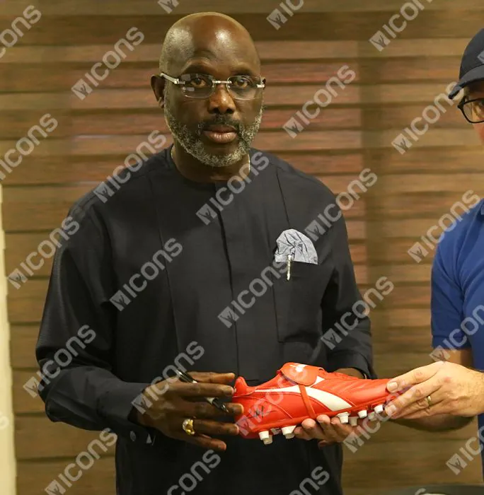 George Weah Signed Diadora Brasil Classico Football Boot In Deluxe