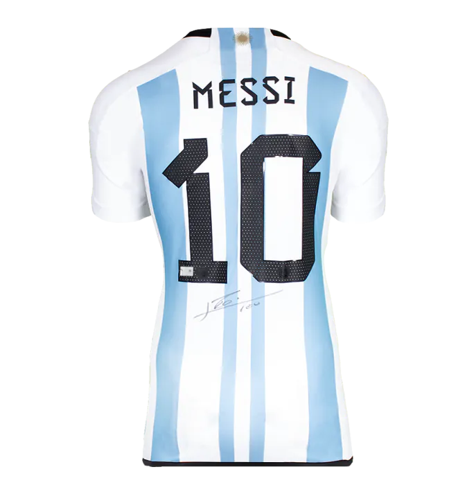 メッシ FIFAワールドカップサインフレーム入りアルゼンチン2022ホームシャツ Lionel Messi Official 2022 FIFA World Cup™ Back Signed and Framed