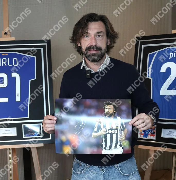 Andrea Pirlo Signed Juventus Photo In Premium Photo Frame: UEFA